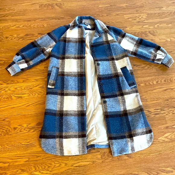 H & M long plaid oversized jacket - Picture 3 of 6